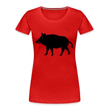 pig wild boar hog - Women's Premium Organic T-Shirt - red - Front - Mia (176cm)