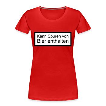 Kann Spuren von Bier enthalten - Frauen Premium Bio T-Shirt - Rot - Vorne - Mia (176cm)