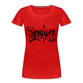 Berlin Graffiti Fanshirt - Frauen Premium Bio T-Shirt - Rot - Vorne - Mia (176cm)