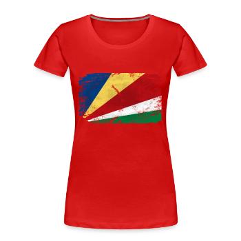 Seychellen - Seychelles Flag - Vintage Look - Frauen Premium Bio T-Shirt - Rot - Vorne - Mia (176cm)