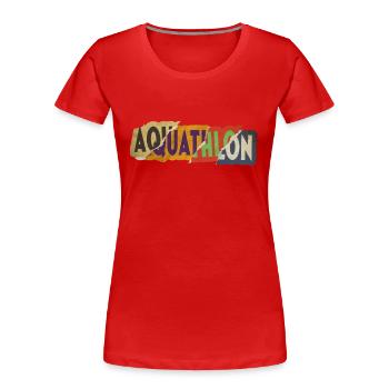 Aquathlon Schwimmen Laufen Sport Vintage Retro - Frauen Premium Bio T-Shirt - Rot - Vorne - Mia (176cm)