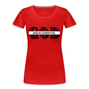 GOD - Women's Premium Organic T-Shirt - red - Front - Mia (176cm)