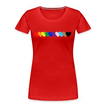 Coeurs LGBTQI | Amour | Orgueil - T-shirt bio Premium Femme - rouge - Devant - Mia (176cm)