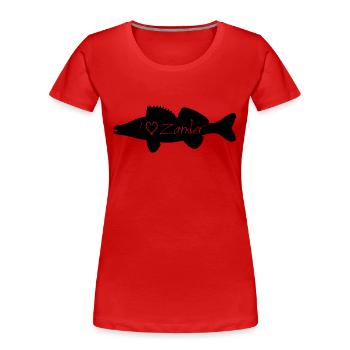 I Love Zander schwarz durchsichtig - Frauen Premium Bio T-Shirt - Rot - Vorne - Mia (176cm)
