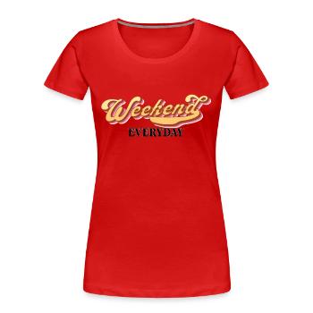 Weekend everyday - Frauen Premium Bio T-Shirt - Rot - Vorne - Mia (176cm)