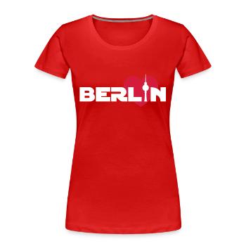 Love Berlin mit Fernsehturm - Frauen Premium Bio T-Shirt - Rot - Vorne - Mia (176cm)