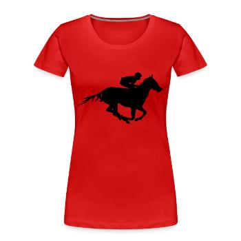 reitsport - Frauen Premium Bio T-Shirt - Rot - Vorne - Mia (176cm)