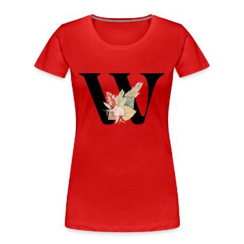 Buchstabe W Blumen - Frauen Premium Bio T-Shirt - Rot - Vorne - Mia (176cm)