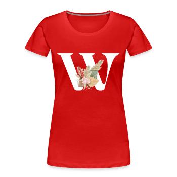 Buchstabe W Blumen - Frauen Premium Bio T-Shirt - Rot - Vorne - Mia (176cm)