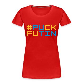 puck futin logo design - Women's Premium Organic T-Shirt - red - Front - Mia (176cm)
