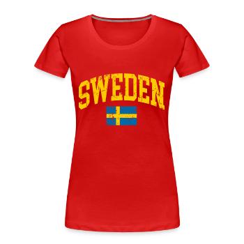 Drapeau de la Suède - T-shirt bio Premium Femme - rouge - Devant - Mia (176cm)