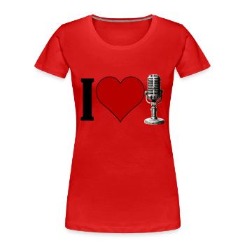 I ♥️ MUSIQUE | J’aime chanter - T-shirt bio Premium Femme - rouge - Devant - Mia (176cm)