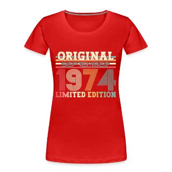 55. Geburtstag Vintage September 1969 Jahrgang 69 - Frauen Premium Bio T-Shirt - Rot - Vorne - Mia (176cm)