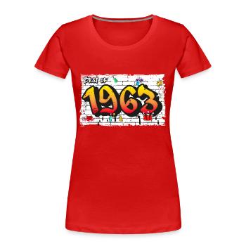 Retro 1963 Graffiti – 62 Jahre Iconic Edge - Frauen Premium Bio T-Shirt - Rot - Vorne - Mia (176cm)