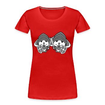 2 Bunnies Chevalier Épée Bouclier Armure Casque Héros - T-shirt bio Premium Femme - rouge - Devant - Mia (176cm)