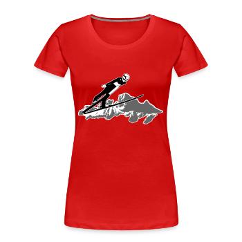 Skispringen - Ski-Jumping - Frauen Premium Bio T-Shirt - Rot - Vorne - Mia (176cm)