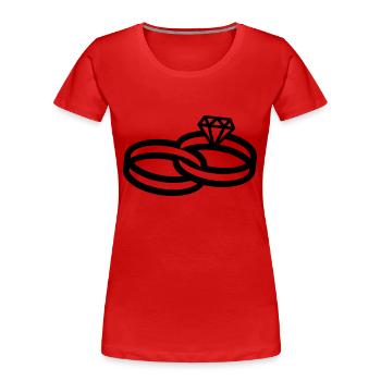 Hochzeitsringe - Wedding Rings - T-shirt bio Premium Femme - rouge - Devant - Mia (176cm)