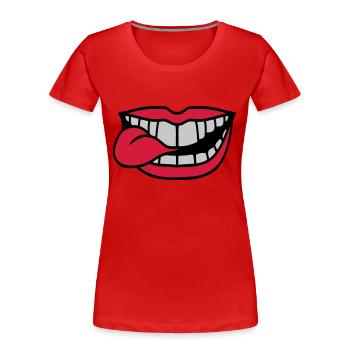 Mund Zunge rausstrecken - Frauen Premium Bio T-Shirt - Rot - Vorne - Mia (176cm)