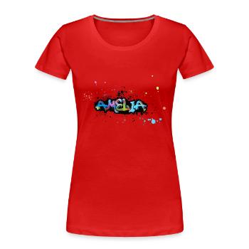 Amelia ,blumen,blumenkranz,floral,graffiti - Frauen Premium Bio T-Shirt - Rot - Vorne - Mia (176cm)