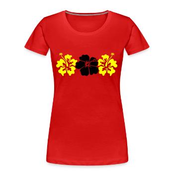 Fleurs d’hibiscus - T-shirt bio Premium Femme - rouge - Devant - Mia (176cm)