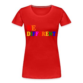 Be different - Frauen Premium Bio T-Shirt - Rot - Vorne - Mia (176cm)