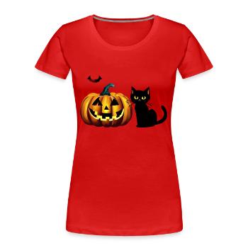 Costume de citrouille Halloween Cadeau Citrouille Citrouilles - T-shirt bio Premium Femme - rouge - Devant - Mia (176cm)