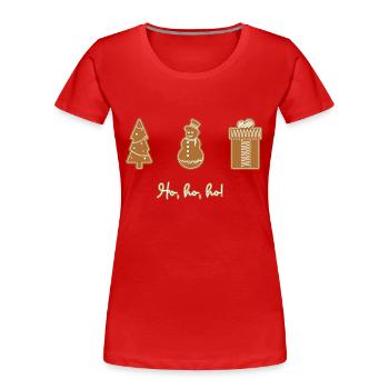 Lebkuchen Ho, Ho, Ho - Frauen Premium Bio T-Shirt - Rot - Vorne - Mia (176cm)
