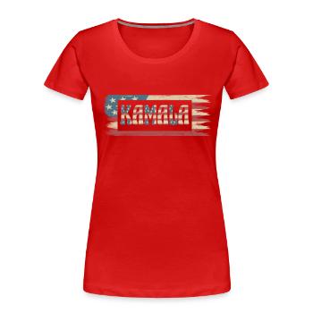 Kamala Harris présidente drapeau américain rétro - T-shirt bio Premium Femme - rouge - Devant - Mia (176cm)