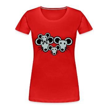 4 Mäuse Familie Zwei Kinder Mama Papa Eltern Süß - Frauen Premium Bio T-Shirt - Rot - Vorne - Mia (176cm)