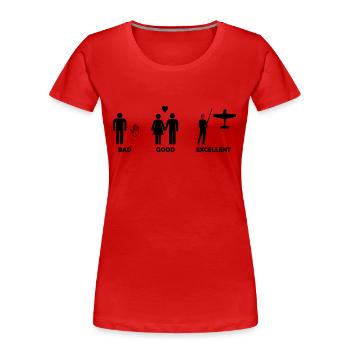 bad good excellent modellfliegen - Frauen Premium Bio T-Shirt - Rot - Vorne - Mia (176cm)