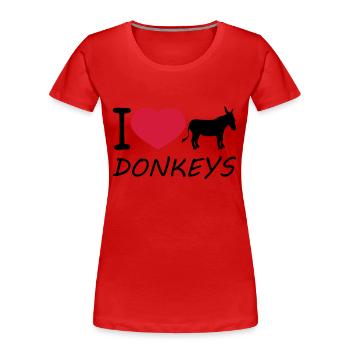 text i love liebe herz esel pferd pony klein packe - Frauen Premium Bio T-Shirt - Rot - Vorne - Mia (176cm)