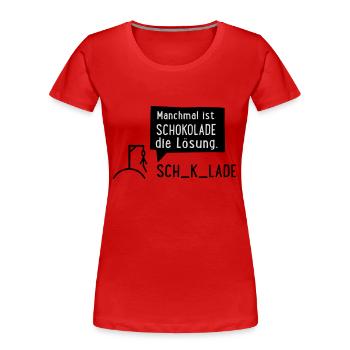 Chocolats - T-shirt bio Premium Femme - rouge - Devant - Mia (176cm)