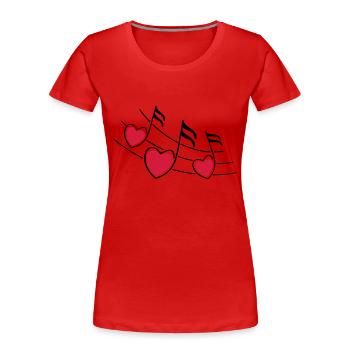 music hearts notes - Frauen Premium Bio T-Shirt - Rot - Vorne - Mia (176cm)