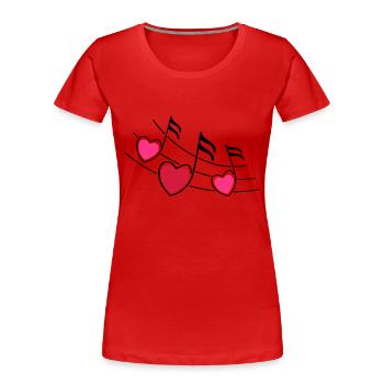 music notes hearts - Frauen Premium Bio T-Shirt - Rot - Vorne - Mia (176cm)