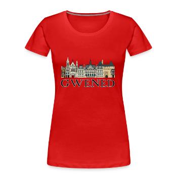 Gwened | Vannes - Kreizh kêr | Centre-ville - T-shirt bio Premium Femme - rouge - Devant - Mia (176cm)
