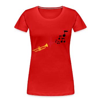 Noten Herzschlag Trompete - Frauen Premium Bio T-Shirt - Rot - Vorne - Mia (176cm)
