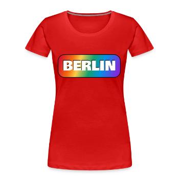 BERLIN RAINBOW HAPPY PRIDE - Women's Premium Organic T-Shirt - red - Front - Mia (176cm)