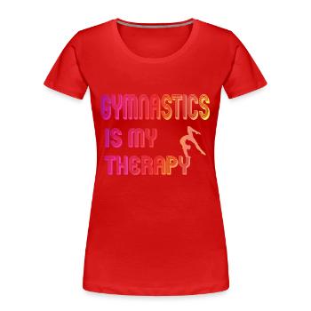 Turnen ist meine Therapie - Frauen Premium Bio T-Shirt - Rot - Vorne - Mia (176cm)