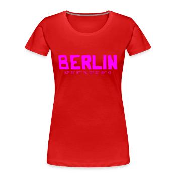 Coordonnées de Berlin - Latitude - Longitude - T-shirt bio Premium Femme - rouge - Devant - Mia (176cm)