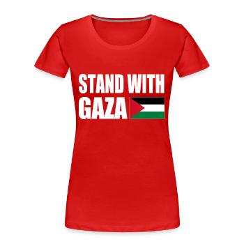 Stand with gaza - Frauen Premium Bio T-Shirt - Rot - Vorne - Mia (176cm)