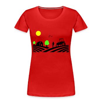 traktor farm - Frauen Premium Bio T-Shirt - Rot - Vorne - Mia (176cm)