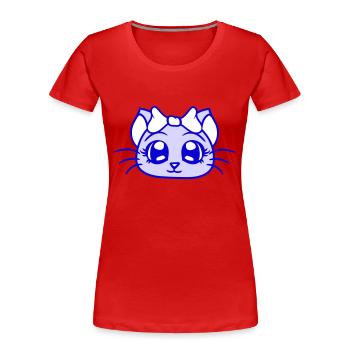 Cute Girl Cat Pretty Bow Woman Female - Women's Premium Organic T-Shirt - red - Front - Mia (176cm)
