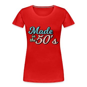 Hergestellt in den 50er Jahren - Frauen Premium Bio T-Shirt - Rot - Vorne - Mia (176cm)