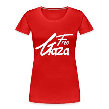 free gaza text - Frauen Premium Bio T-Shirt - Rot - Vorne - Mia (176cm)