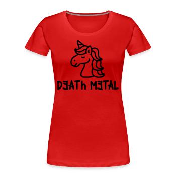 Color changeable | Death Metal Unicorn Music - Women's Premium Organic T-Shirt - red - Front - Mia (176cm)