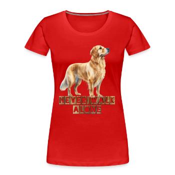 Golden Retriever - Frauen Premium Bio T-Shirt - Rot - Vorne - Mia (176cm)