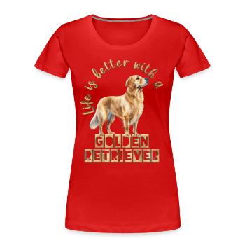 Golden Retriever - Frauen Premium Bio T-Shirt - Rot - Vorne - Mia (176cm)
