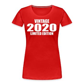 Millésime 2020 Anniversaire 2020 Rétro 2020 - T-shirt bio Premium Femme - rouge - Devant - Mia (176cm)