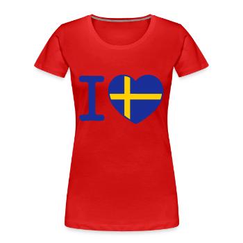 I Love Sweden - Women's Premium Organic T-Shirt - red - Front - Mia (176cm)
