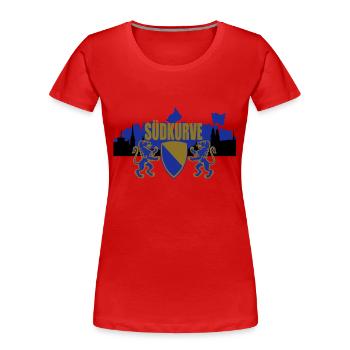 zürich südkurve - Frauen Premium Bio T-Shirt - Rot - Vorne - Mia (176cm)